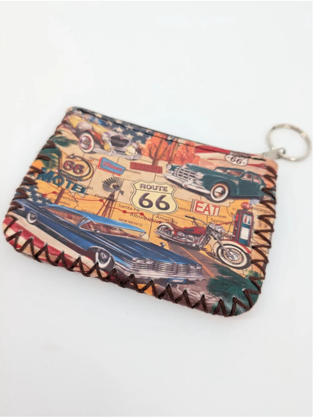 Monarque by Fig Design Group Route 66 Keychain Wallet Classic Car Americana